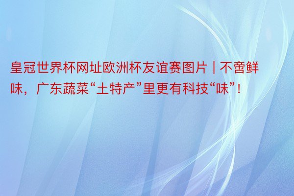 皇冠世界杯网址欧洲杯友谊赛图片 | 不啻鲜味，广东蔬菜“土特产”里更有科技“味”！